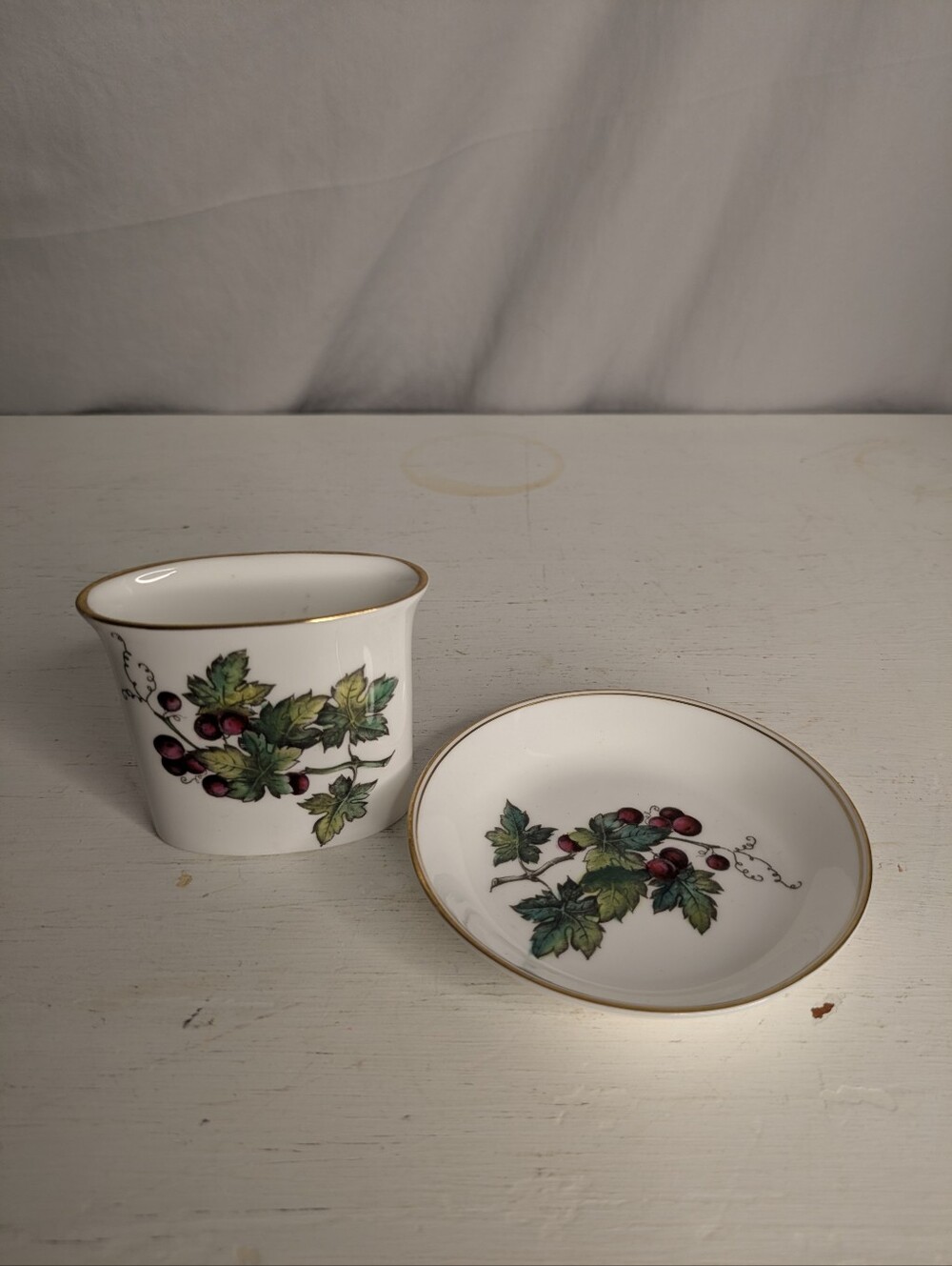 Vintage Royal Worcester Toothpick Holder And Trinket Dish Bone China